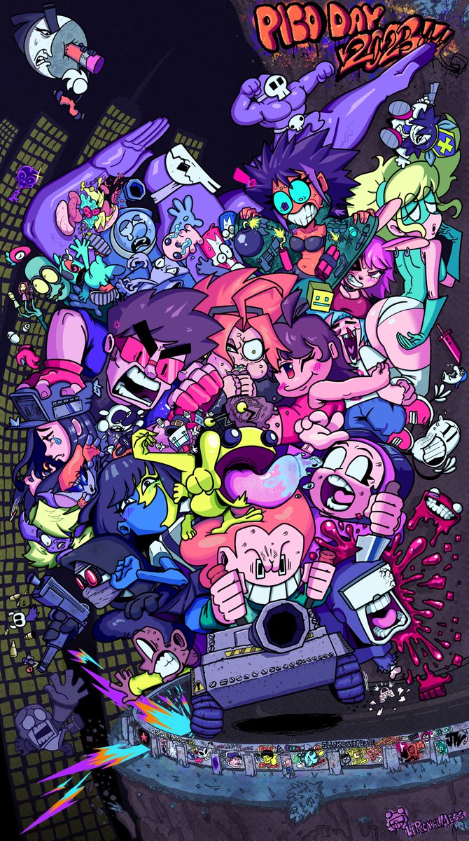 leroyalmess's tweet photo. DRIVE ON, ITS PICO DAY!!!🚘💨  #picoday2023 #picoday #art @Newgrounds https://t.co/PdFWmRX32K