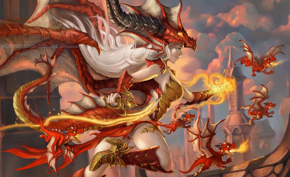 Dragon Queen and her flight of little dragons 🔥🐲