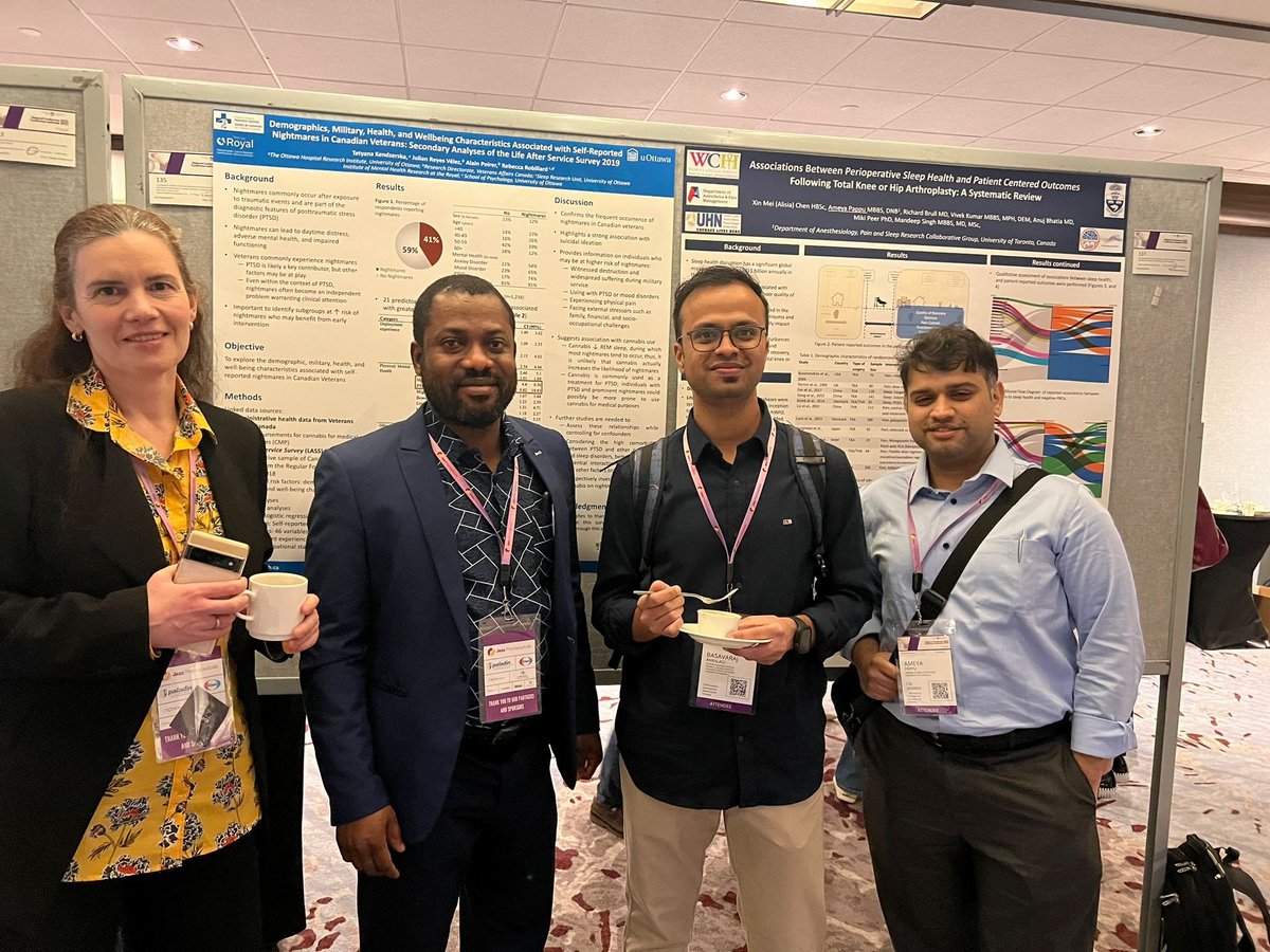 SleAPprogram's tweet photo. @AmeyaPappu #SleAPFellow presenting our research on perioperative sleep health, and postoperative sleep outcomes. Great company and discussions with Dr. Kendreska @uOttawa and @Concordia 
#networking #learning #sleepeducation 
@CanSleepSociety @UofTanesthesia #SleAPprogram https://t.co/4uviC9rNqZ