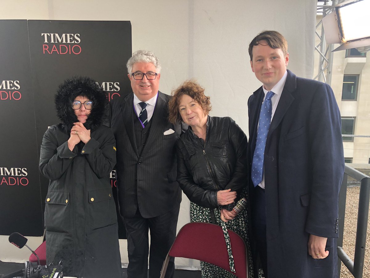 KnightAyton's tweet photo. Team @TimesRadio #Coronation still wrapped up against the elements after some brilliant broadcasting 
@fifiglover 
@janegarvey1 
#PatrickJephson https://t.co/OuRDSLUckQ