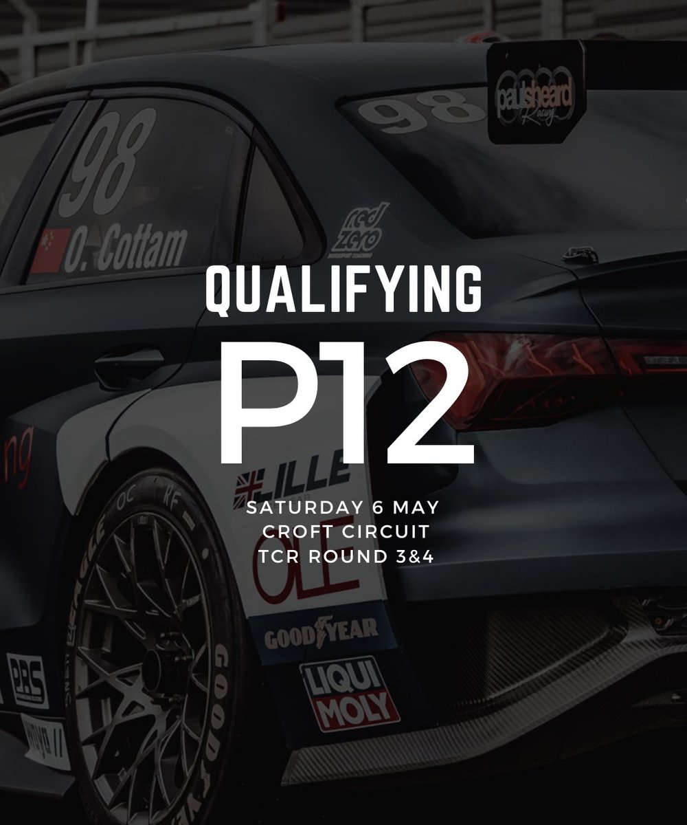Oliver_cottam's tweet photo. And that’s qualifying done! We finished in a comfortable P12 ready for the races tomorrow.

First race starts at 12pm tomorrow 🏁

@TCRUK_series #tcr #tcruk #tcrseries #motorsport https://t.co/OVlQCpP2Gr