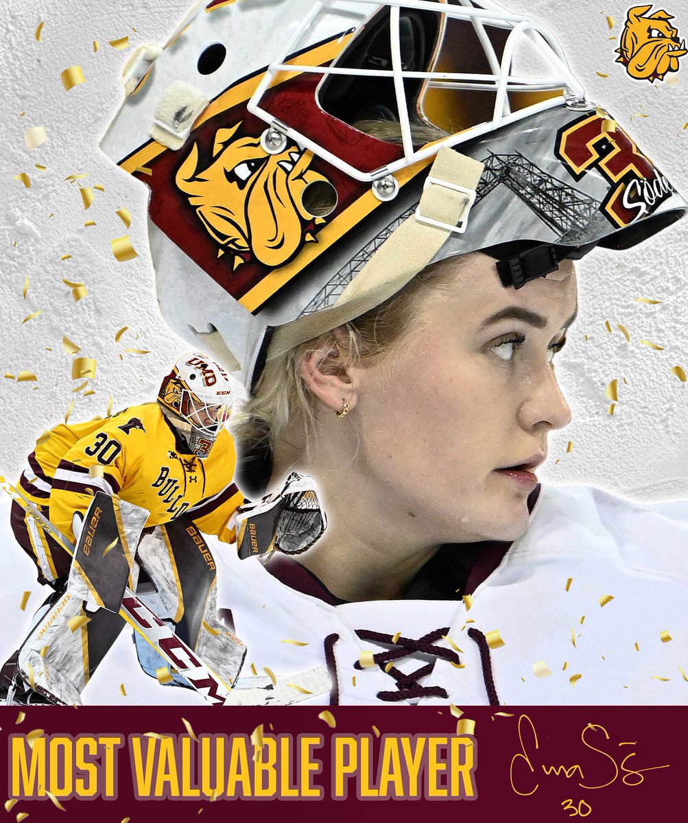 UMDWHockey's tweet photo. Our 2022-23 team awards:

Breakthrough Player of the Year
Nina Jobst-Smith

Most Valuable Player 
Emma Söderberg

Maroon &amp; Gold Award Winner
Anneke Linser

#GoDogs https://t.co/uuEq4u4sZq