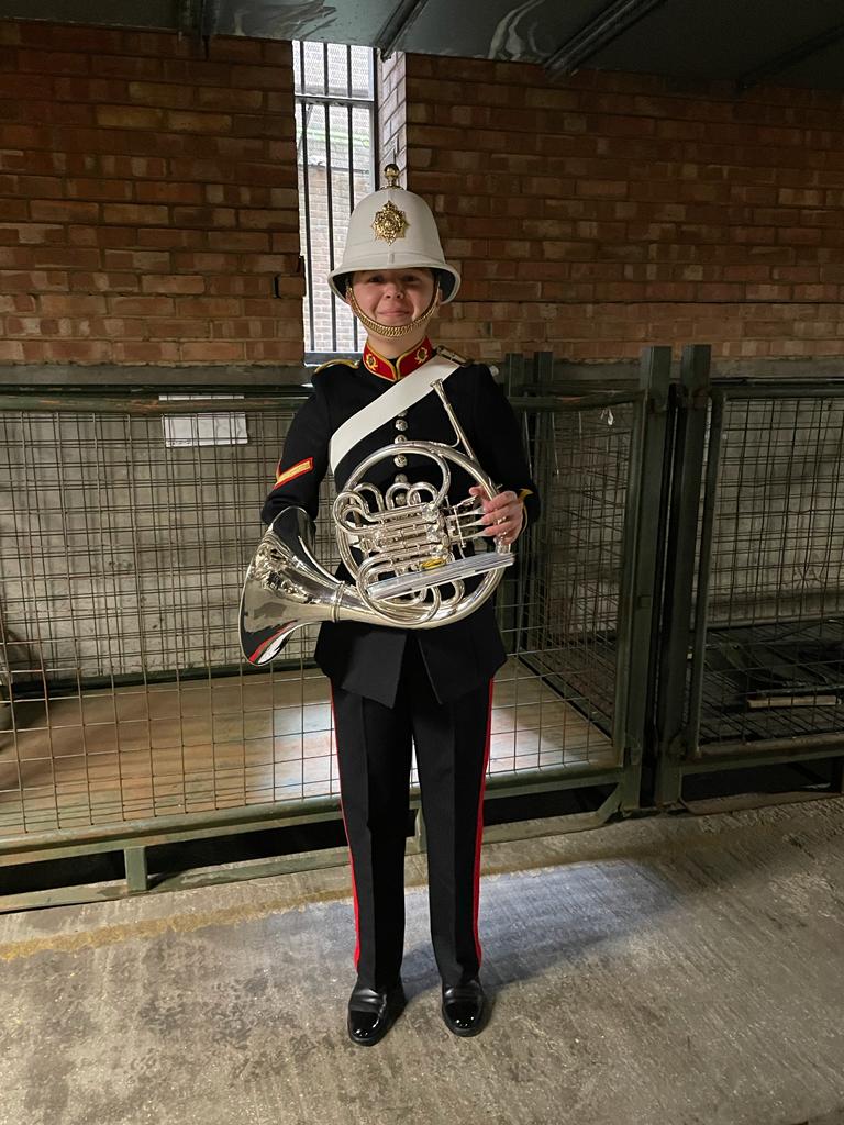 Very proud to see former @MountSpinkhill music scholar Lance Corporal Emily Jowle playing with the Band of His Majesty's Royal Marines today. Emily said it was a surreal experience and she absolutely loved it. A truly inspiration Old Mountaineer - congratulations Emily!