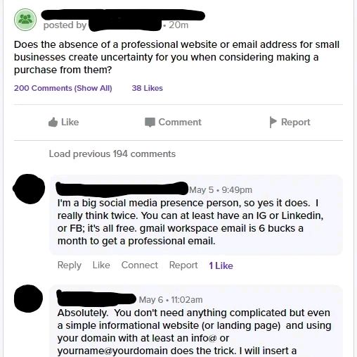 Ai1Development's tweet photo. Real discussion on social media with real local small business owners. Post by someone else and comments by someone else. 

This is why it's worth investing in a web professional.
-
#web #website #develop #developer #design #designer #searchengine #professional #google #bing https://t.co/qKkThfwBdA