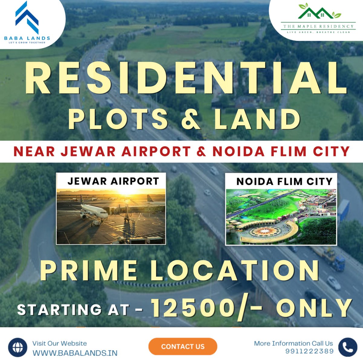 BabaLands's tweet photo. Golden Opportunity To invest In Residential open Plots, Near Jewar International Airport &amp; Film City.
Plz Cont: +91-9911222389. https://t.co/qzc4B2IZku
#babalands #residentialrealestate #residentialplots #investors #plotsindelhincr #plotsnearjewarport. https://t.co/TYzLQDQceC