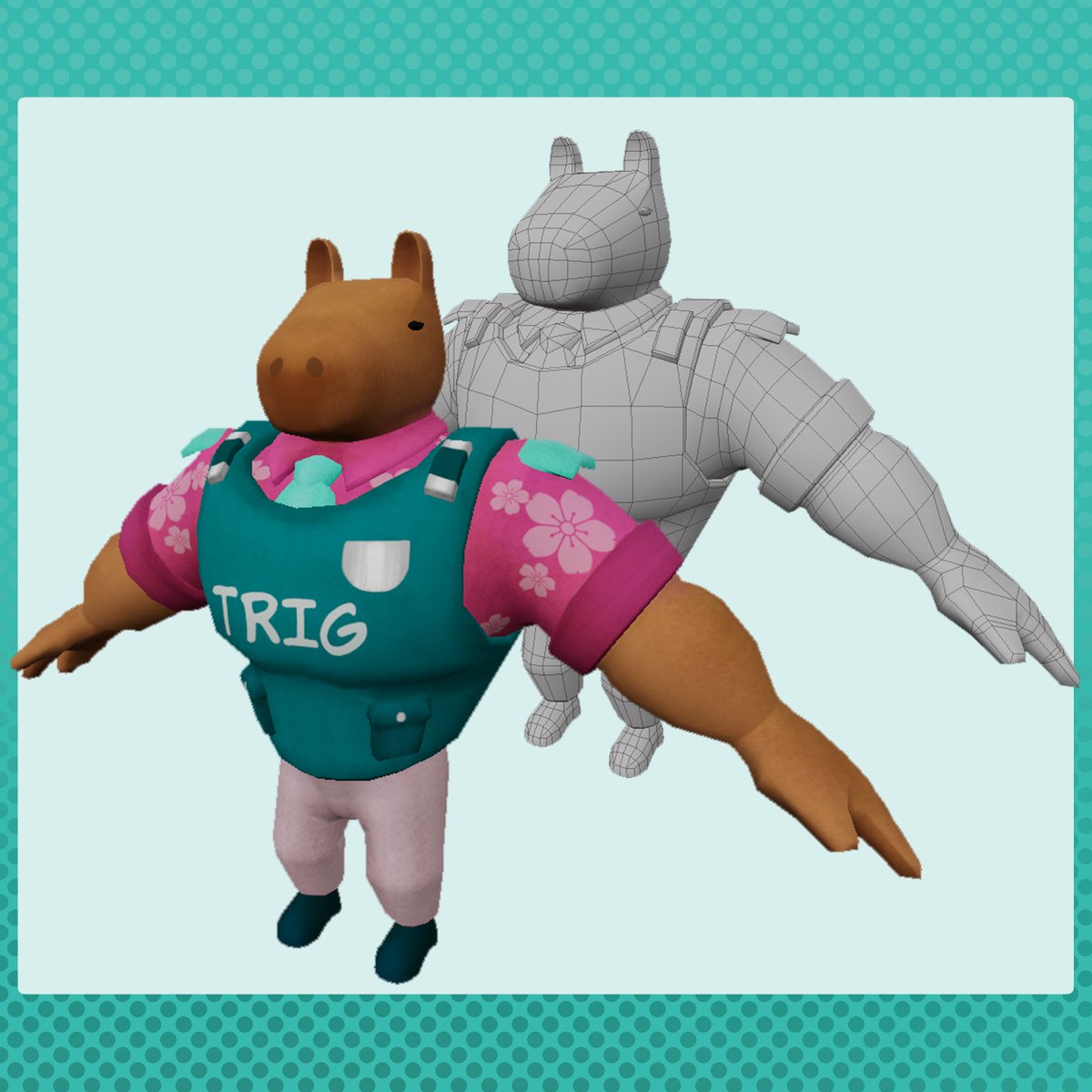 ChonkCatsProd's tweet photo. Experience the muscles - now in 3D! πͺ The Security Guard, set on preventing you from helping Dan the Llama escape the grasp of Trig. He may look stoic, but don't be fooled - he would do anything for Trigπ» #screenshotsaturday #gotlandgameconference https://t.co/FUaQr2YuFV
