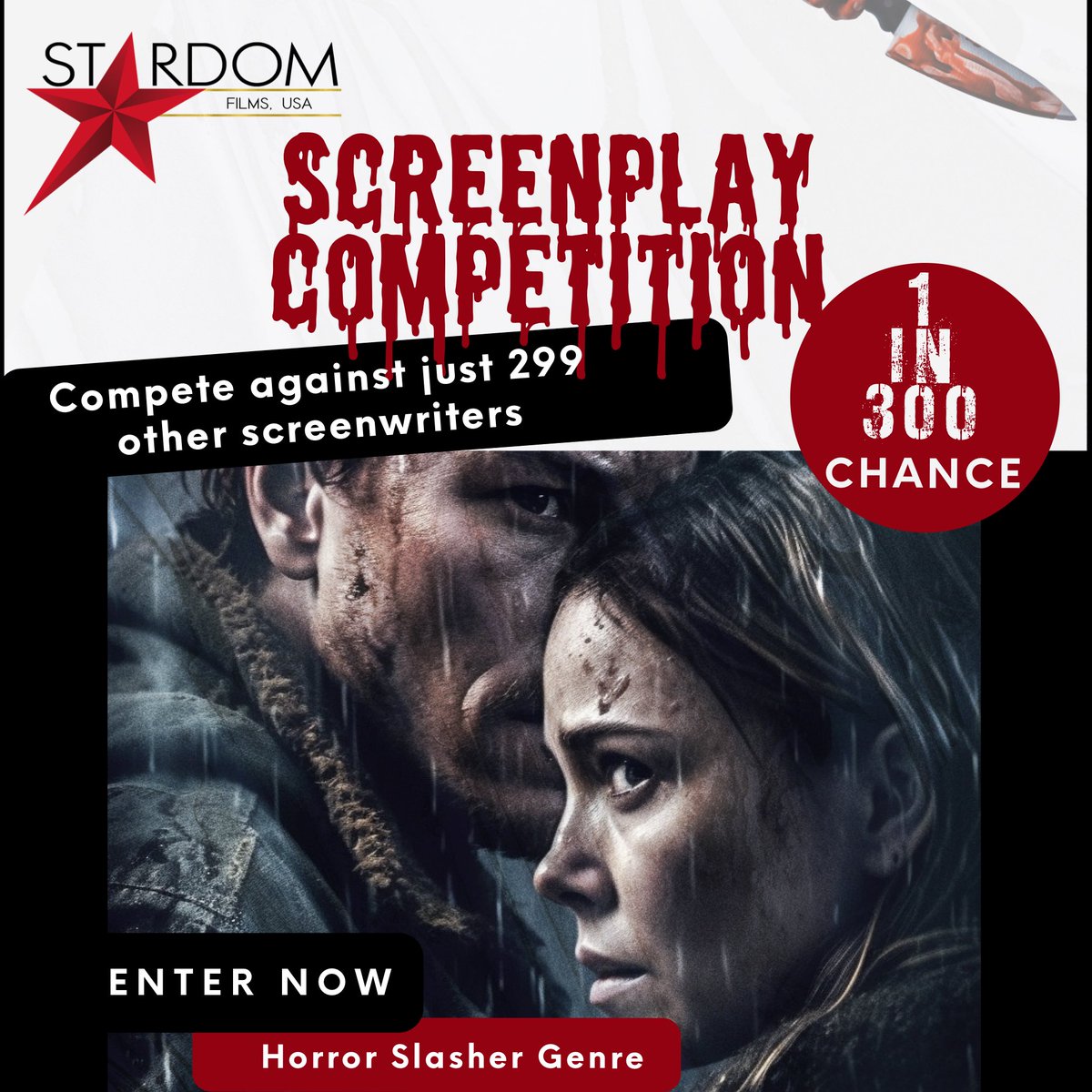 The Stardom Films has added a third screenwriter competition and it’s OPEN for submissions. Writers have a 1 in 300 chance to see their script made into a movie, the film is funded and we’re just waiting for YOUR story! #screenwriters #stardomfilmsusa stardom-usa.com