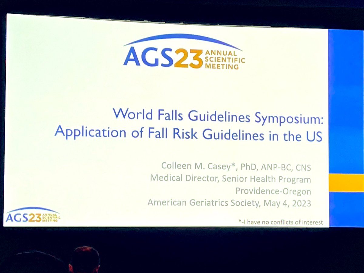Colleen_M_Casey's tweet photo. Great to present with @GaitandBrain Drs. Manuel Montero-Odasso and Elizabeth Eckstrom to share the new #WorldFallsGuidelines with @AmerGeriatrics #AGS2023 #AGS23 and share some of what @ProvHealth is doing to implement #STEADI https://t.co/gIFBZyb9BY