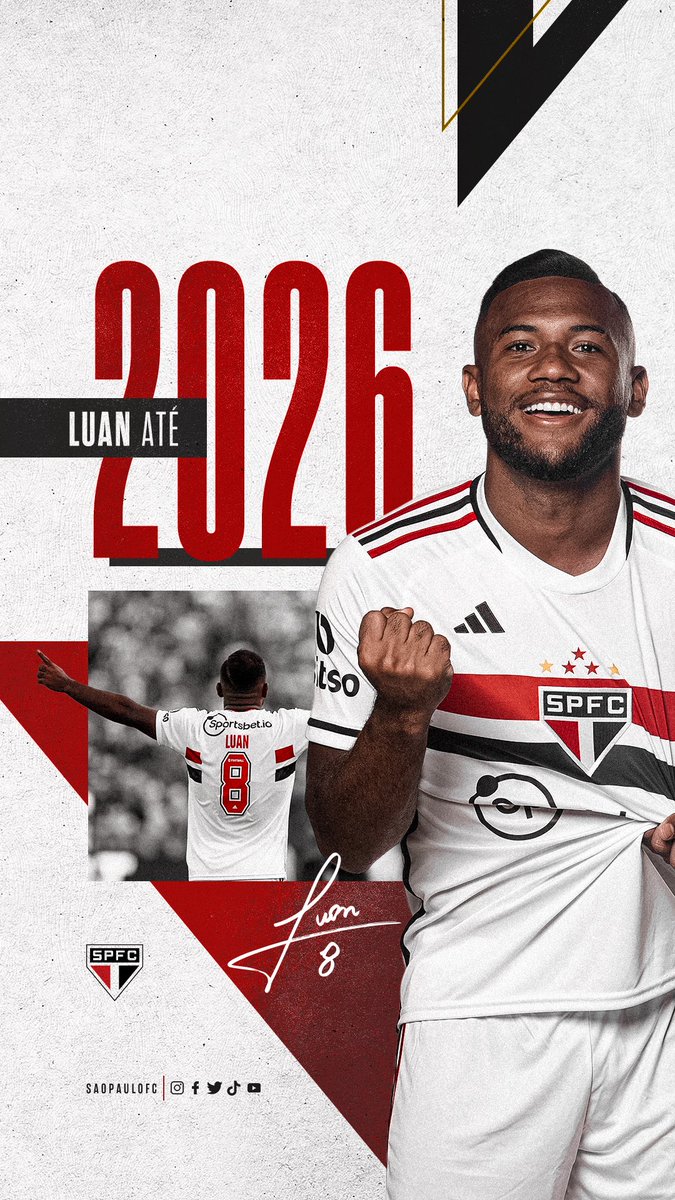SaoPauloFC's tweet photo. 🆕 O São Paulo acertou a renovação contratual de Luan, que assinou novo vínculo válido até 31 de dezembro de 2026.

Saiba mais > https://t.co/AUTjJtrjpF

#8DoMorro
#VamosSãoPaulo 🇾🇪 https://t.co/I47GoteNJ0