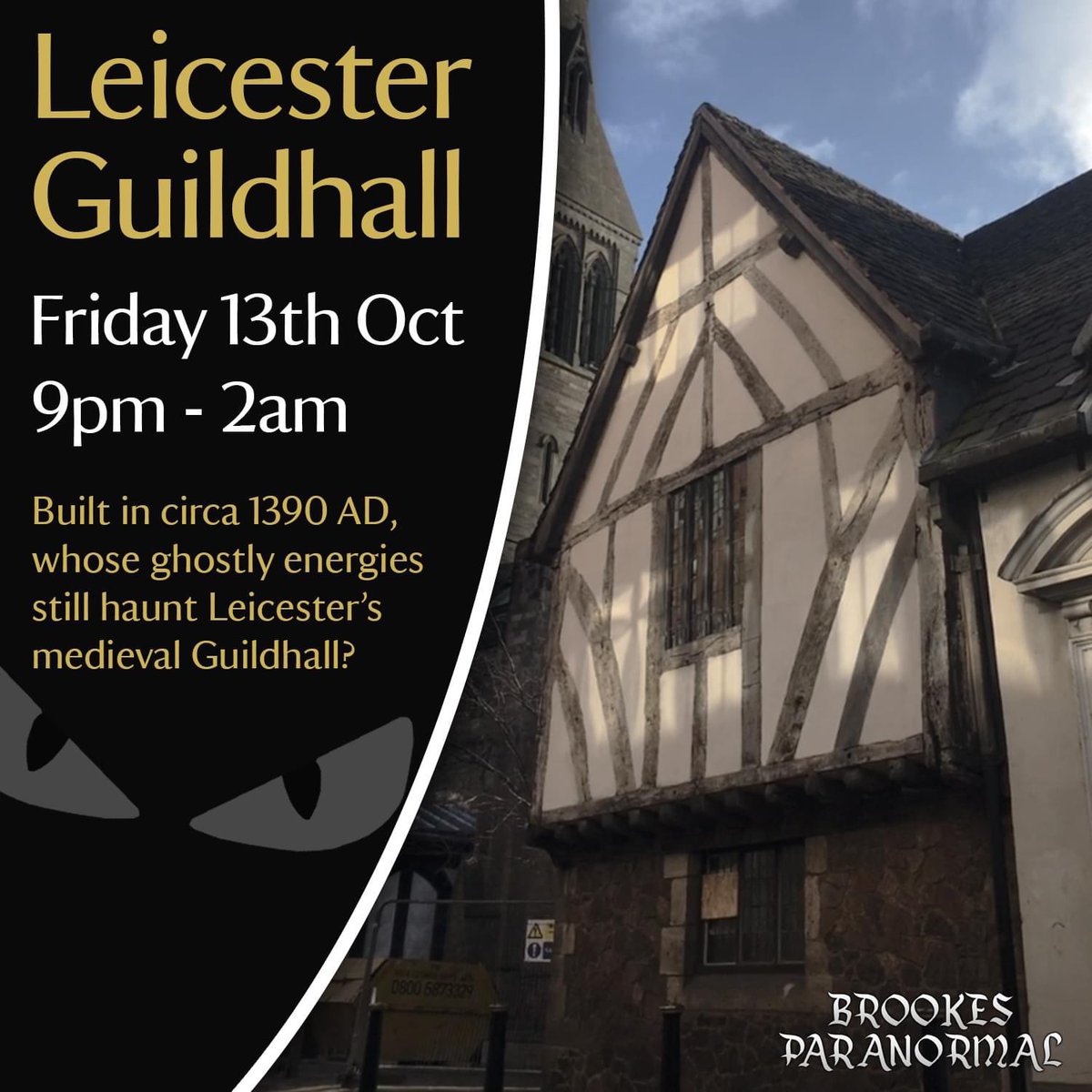 Join us for a spine-chilling #Friday13th Ghost Hunt THIS October inside the terrifying timber-framed #Leicester Guildhall. Will you encounter the ghostly monk? 👻 #ghosthunt #ghosthunters #paranormal #visitleicester #halloween @visit_leicester

Book today: brookesparanormal.co.uk/product-page/l…