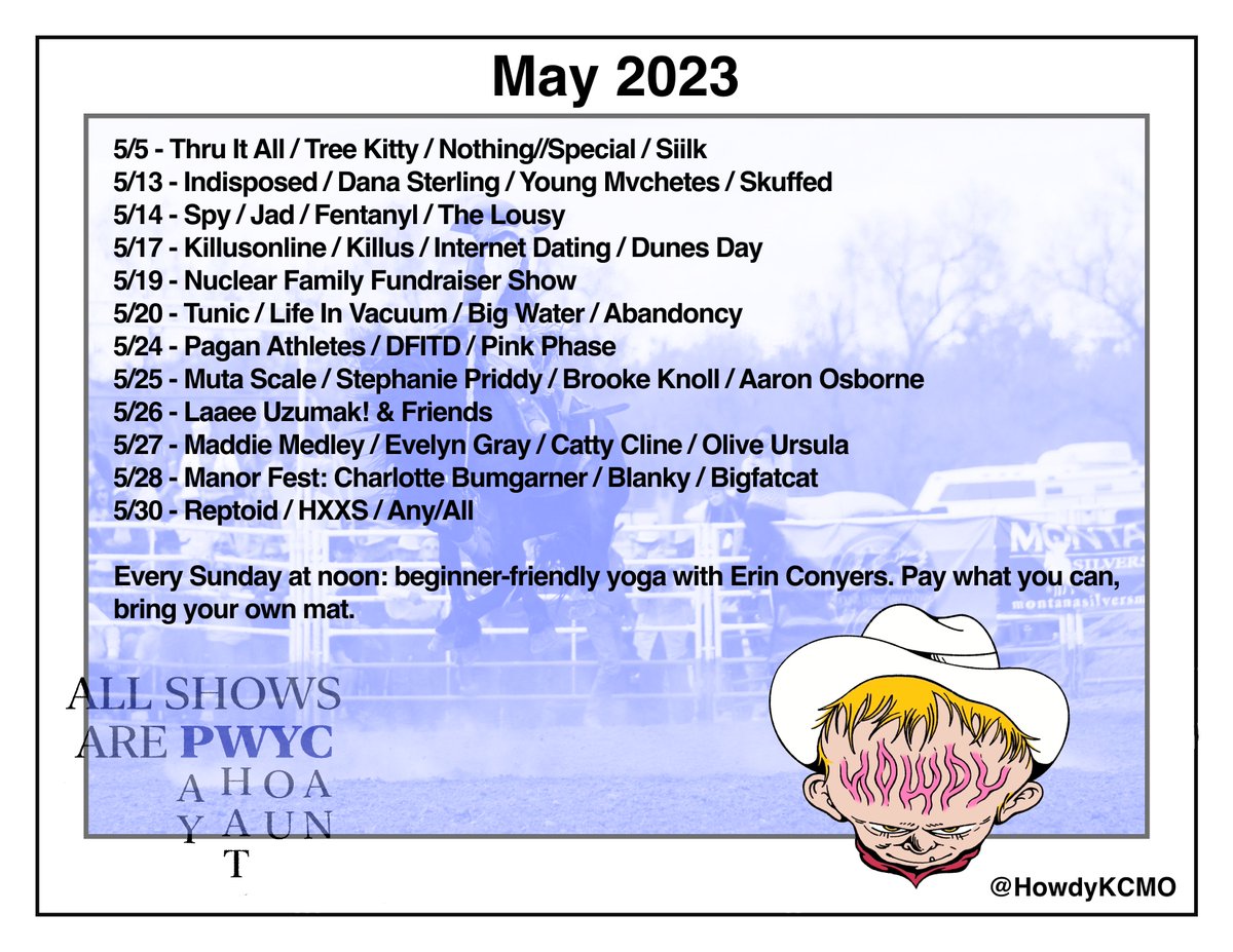 Howdy's May 2023 calendar is here. See you soon, Kansas City.