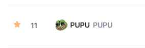 Top #11 Most viewed pair on CMC! 🔥 $PUPU
Top #1 ETH Trending 🔥  #PUPUCOIN #PUPU 

coinmarketcap.com/most-viewed-pa…

dexscreener.com/ethereum/0xe9c…