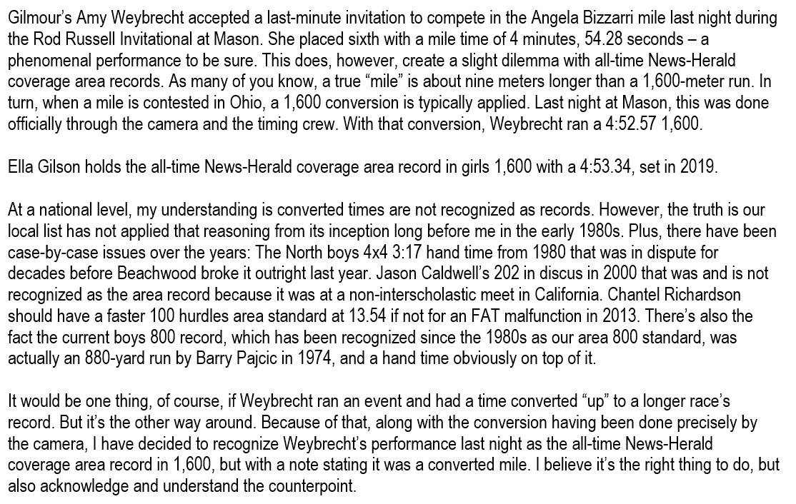CLillstrungNH's tweet photo. #NHtrack Gilmour's Amy Weybrecht broke the all-time NH area 1,600 record last night in that invite-only event down in Mason
Through no fault of her own, however, it does come with a dilemma, which I've explained in exhaustive detail below: https://t.co/D6a9GlbfNg