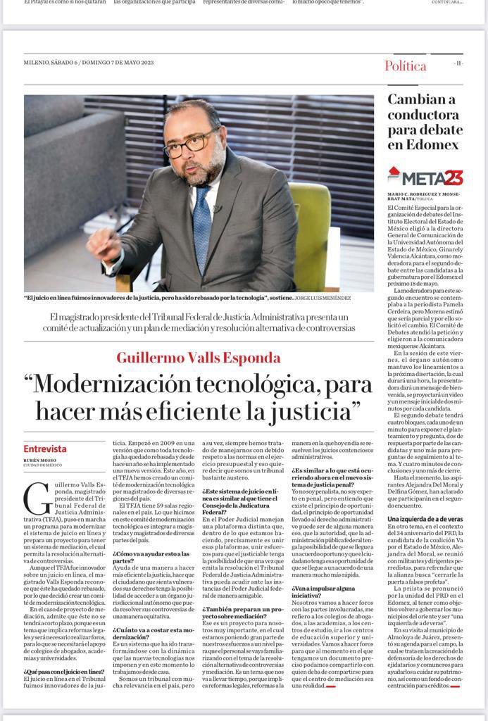 TFJAMexico's tweet photo. El magistrado presidente del #TFJA habló con @Milenio acerca de la modernización tecnológica al interior del Tribunal para el @JuicioEnLineaV2 https://t.co/VdlHHq7iuE