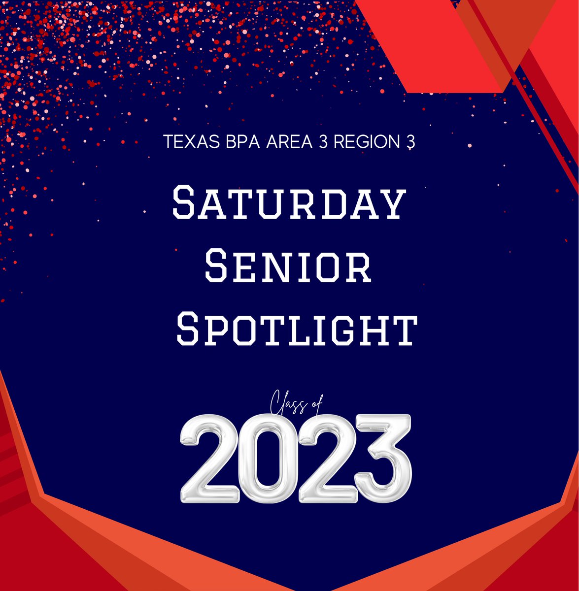 txbpaa3r3's tweet photo. Texas BPA Saturday Senior Spotlight shines on Jayce Cardenas💫 &amp; Alena Zink💫 #bpaallday 
@txbpa @officers_bpa @bpaconnect @bpaseguin @laverniabpa https://t.co/Wvfw5O1IlP