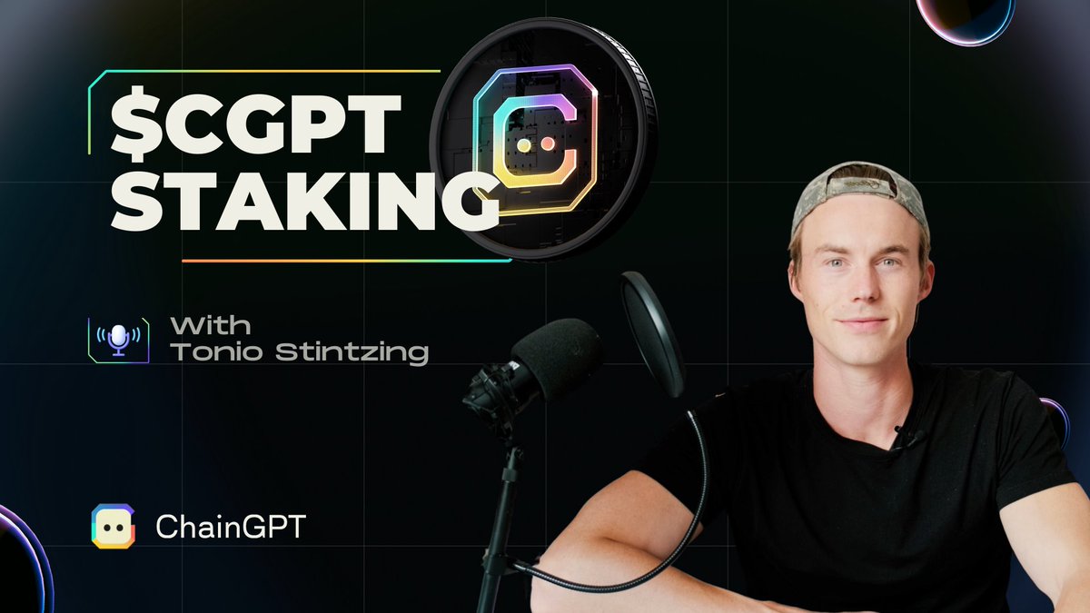 Chain_GPT's tweet photo. 🌟 Want to learn about $CGPT Token Staking and its benefits in the ChainGPT Ecosystem? Check out our latest video 👇

🎙 With our host Tonio Stintzing
👉 https://t.co/QE0XQowCjb

Stake CGPT: https://t.co/s0rRKtM9ph https://t.co/Aoc74nrNFn