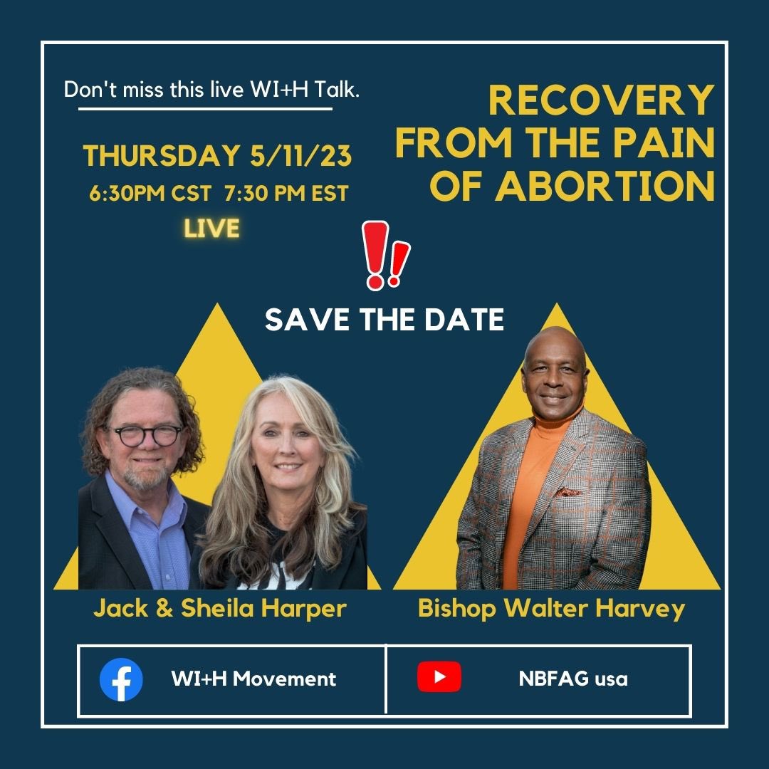 SaveOne1's tweet image. SAVE THE DATE!! • NBF President Bishop Walter Harvey will interview Jack &amp;amp; Sheila Harper, founders of SaveOne, in a conversation about Recovery from the Pain of Abortion.
The conversation will take place live on YouTube &amp;amp; Facebook on Thurs., May 11, 2024 at 6:30pm CST/7:30pm EST