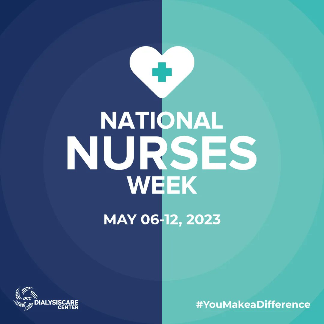 Happy Nurses Week to all of our amazing nurses at Dialysis Care Center! As we honor your hard work and commitment, we also want to remind our nurses that taking care of themselves is just as important as taking care of our patients. Thank you for all that you do. #NursesWeek2023