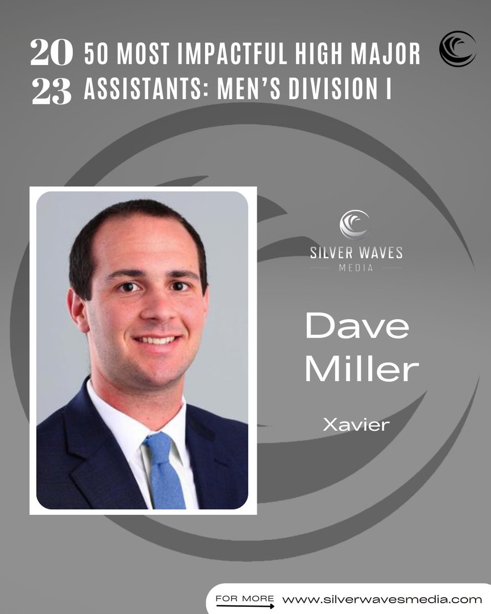 SilverWaveMedia's tweet photo. Congratulations to Dave Miller of Xavier on being named to the 2023 50 Most Impactful High Major Assistants: Men’s Division I Basketball list.

@coachdmill23 

https://t.co/kHTmf9mVYs https://t.co/3LYzLP02jt