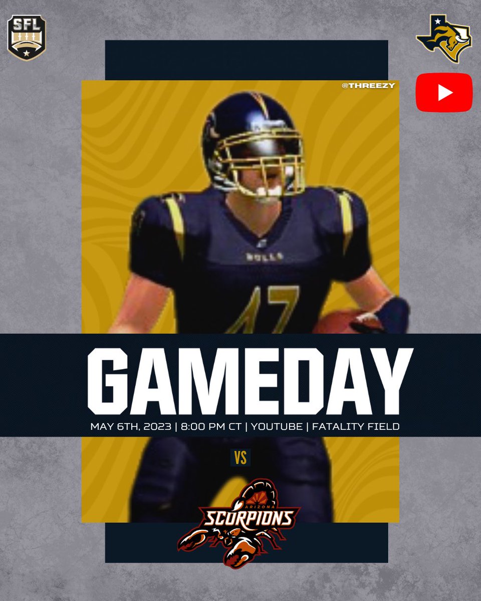 FortWorthToros's tweet photo. Toros fam… IT’S GAMEDAY! Join us as we take on the #2-seeded Arizona Scorpions in Phoenix! #HornsUp #TorosOnParade #ForThe817 #SFLPlayoffs #simulationfl https://t.co/rNJsO45GE4