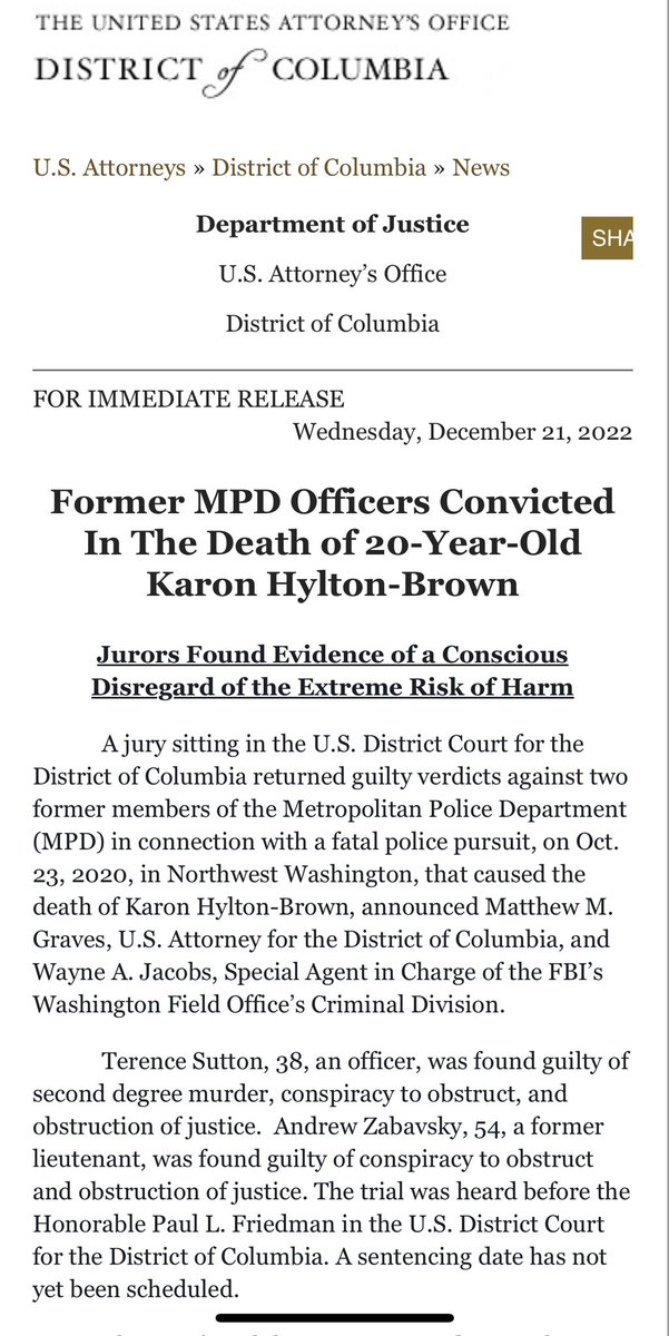 HarrietsDreams's tweet photo. .@DCPoliceDept Cops who murder Karon Hylton had there judgement day. The National Faternal Order of Police has asked Judge Friedman for permission to file a Amicus Brief in favor of the cops. This isn’t fair for Karon &amp; DC constituents for them to intercede. #Justice4KaronHylton https://t.co/V9okSRzVKT
