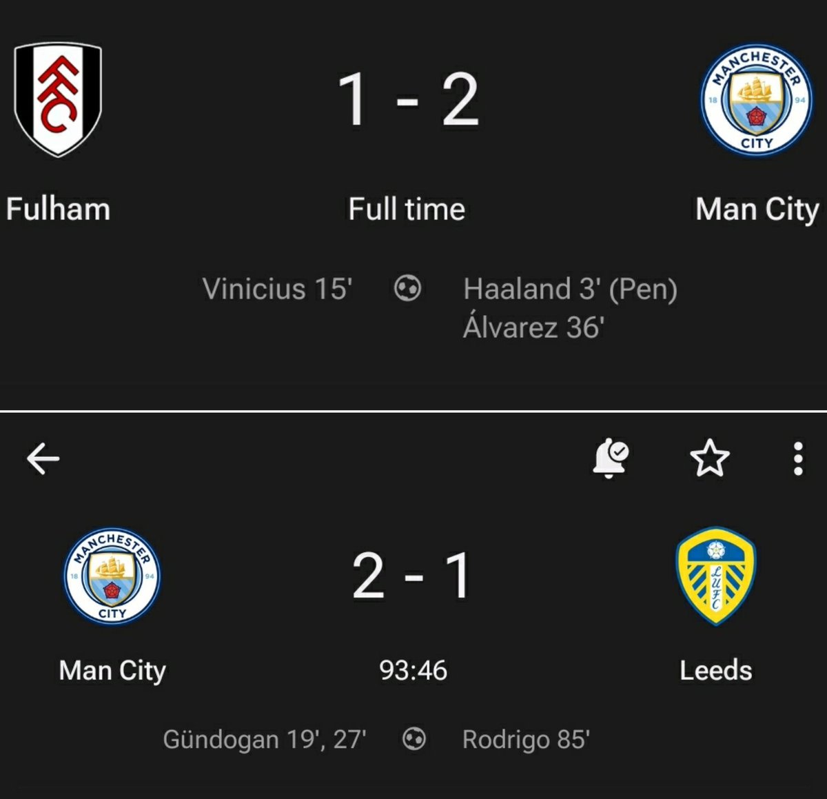 RMadrid_actu's tweet photo. 🤯 Cette semaine, ManCity ont encaissé 2 buts : 

• 1 de Vinicius 🇧🇷 (Fulham) ⚽️✅
• 1 de Rodrigo 🇪🇸 (Leeds) ⚽️✅

Est-ce un SIGNE ? 👀😭

Via @YashRMFC #RealMadrid https://t.co/qKOP3sWlS0