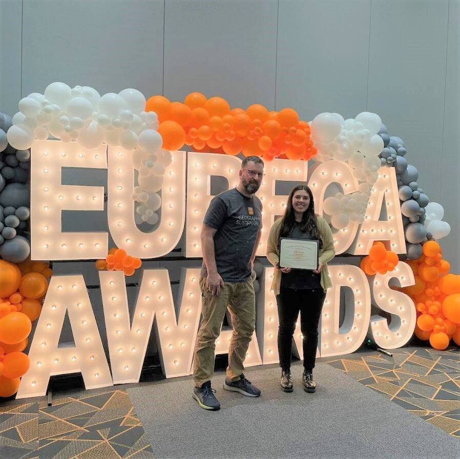 CONGRATULATIONS to Madlen Conlen who won an Arts &amp; Sciences Award of Excellence in Social Sciences for her EURECA poster on research mentored by Dr. Matt Kerr.  Madlen’s project aims to use dendroecology to understand land-use history &amp; inform management &amp; conservation!