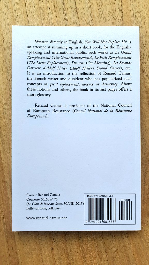 SamvanRooy1's tweet photo. Geweldige ontmoeting vandaag met de schrandere Franse denker en auteur @RenaudCamus, die zijn beknopt samenvattend Engelstalige boek voor me signeerde: 'You Will Not Replace Us!' https://t.co/XPV2tNG57I