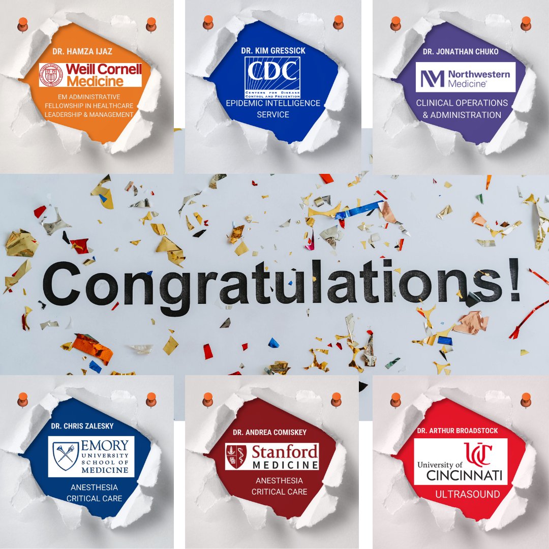 We are excited to announce these future fellowships from the soon to be graduating class! 👏🥂 Cheers to your next adventures! <a href="/BroadstockMD/">Arthur Broadstock</a> @HamzaIjazMD <a href="/cczalesky/">Chris Zalesky</a> @kimg_md <a href="/jonchuko/">Jon Chuko</a>