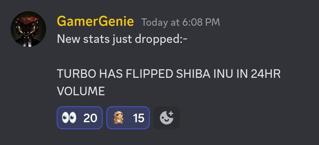#TURBO $Turbo
Flipped $SHIB.X in 24hr vol
FOMO has begun... No.2 in <a href="/dexscreener/">DEX Screener</a> app listings 🚀🐸