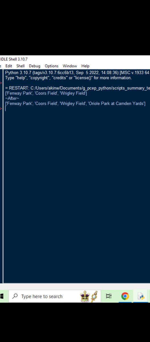 WallyOwi30's tweet image. Python 3: append to the end of a list by content. This time it&apos;s baseball stadiums I would love to watch a game in. 👍 @MLB 
#python3 #learnpython #pceptraining