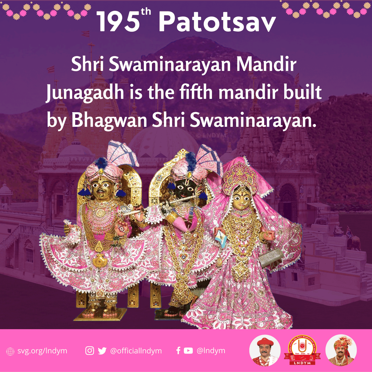 officiallndym's tweet photo. Today is the 195th Patotsav of Shri #RadharamanDev in #Junagadh - #Swaminarayan #LNDYM #VadtalGadi #Dharmakul #LNDev #NNDev https://t.co/KaYSB8ufcE