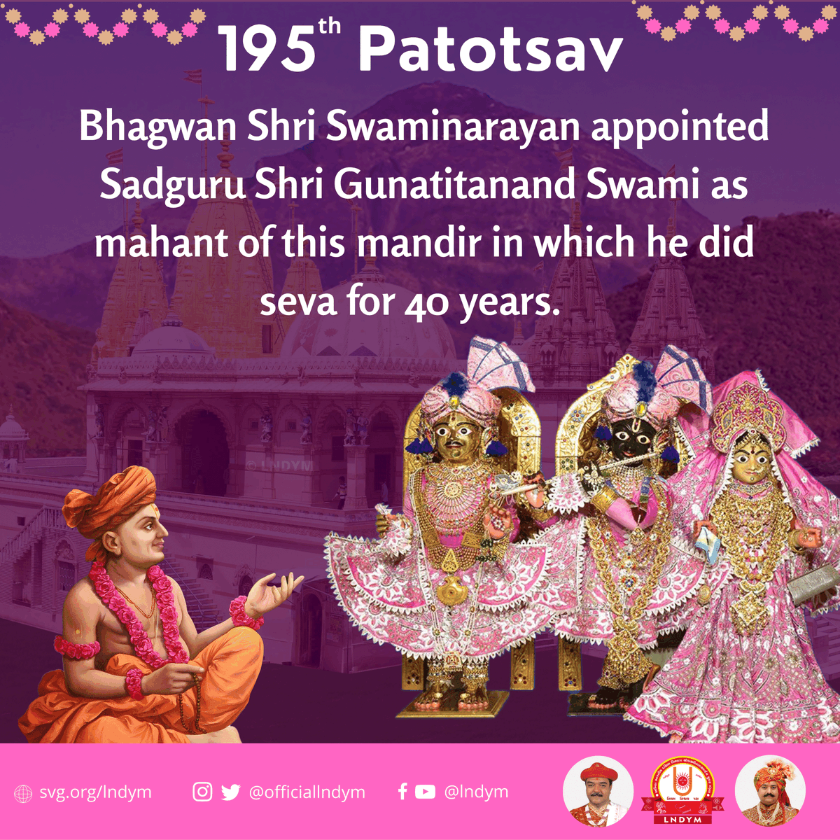 officiallndym's tweet photo. Today is the 195th Patotsav of Shri #RadharamanDev in #Junagadh - #Swaminarayan #LNDYM #VadtalGadi #Dharmakul #LNDev #NNDev https://t.co/KaYSB8ufcE