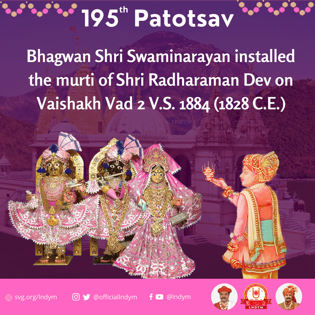 officiallndym's tweet photo. Today is the 195th Patotsav of Shri #RadharamanDev in #Junagadh - #Swaminarayan #LNDYM #VadtalGadi #Dharmakul #LNDev #NNDev https://t.co/KaYSB8ufcE
