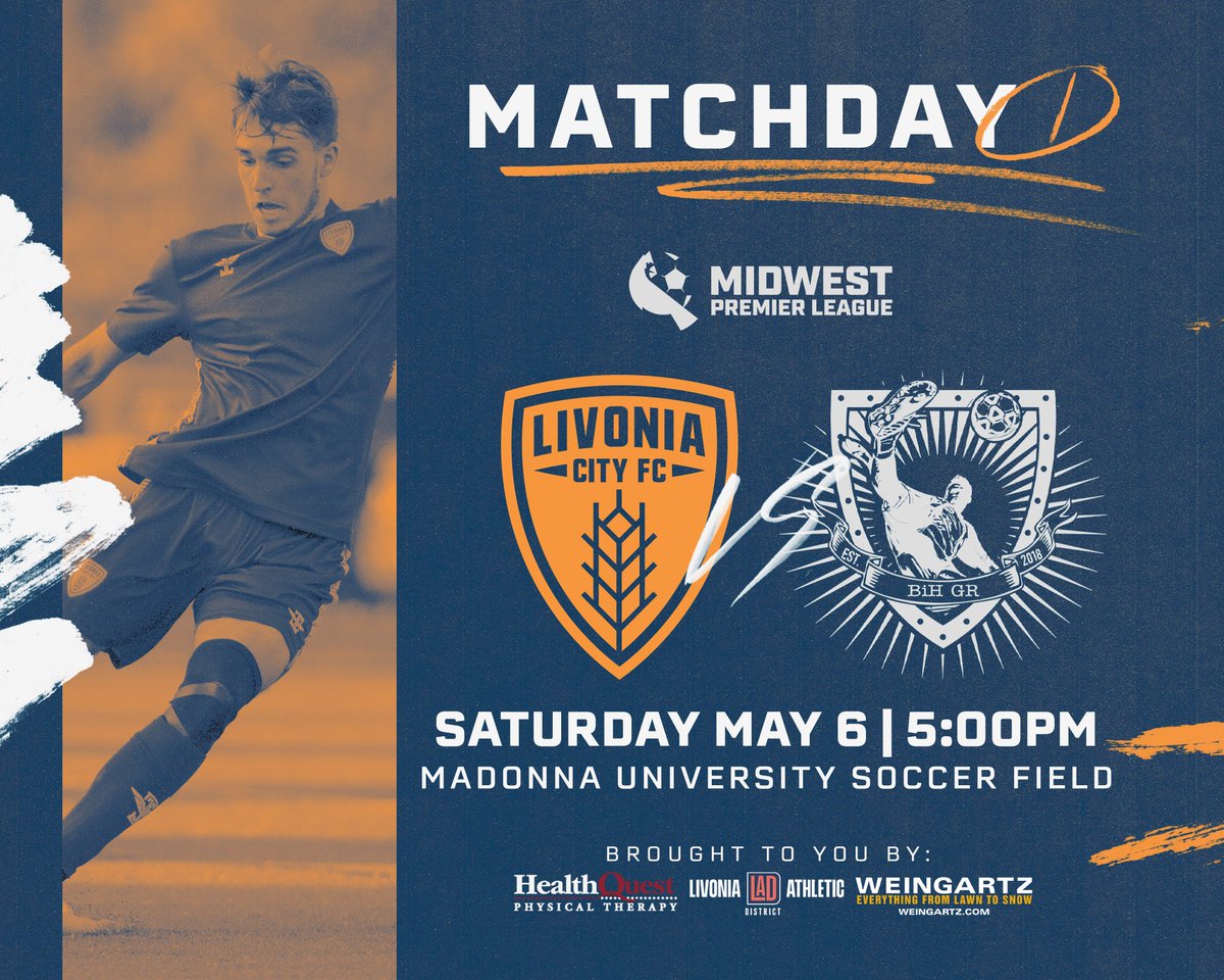 Livonia City F.C. (@livoniacityfc) on Twitter photo It's Matchday 1 of the 2023 #MWPL season!
๐ <a href="/bihgr1/">bihgr</a>
๐ <a href="/midwestpl/">Midwest Premier League</a>
๐ KICKOFF: 5 PM (Gates open at 4:30)
๐ <a href="/MadonnaU/">Madonna University</a> Soccer Field
๐ bit.ly/MWPLTickets
๐บbit.ly/LCFCvsBiHStream
๐ฅฉSmoke Ring BBQ Food Truck
#LCFC | #UTW It's Matchday 1 of the 2023 #MWPL season!
๐ <a href="/bihgr1/">bihgr</a>
๐ <a href="/midwestpl/">Midwest Premier League</a>
๐ KICKOFF: 5 PM (Gates open at 4:30)
๐ <a href="/MadonnaU/">Madonna University</a> Soccer Field
๐ bit.ly/MWPLTickets
๐บbit.ly/LCFCvsBiHStream
๐ฅฉSmoke Ring BBQ Food Truck
#LCFC | #UTW