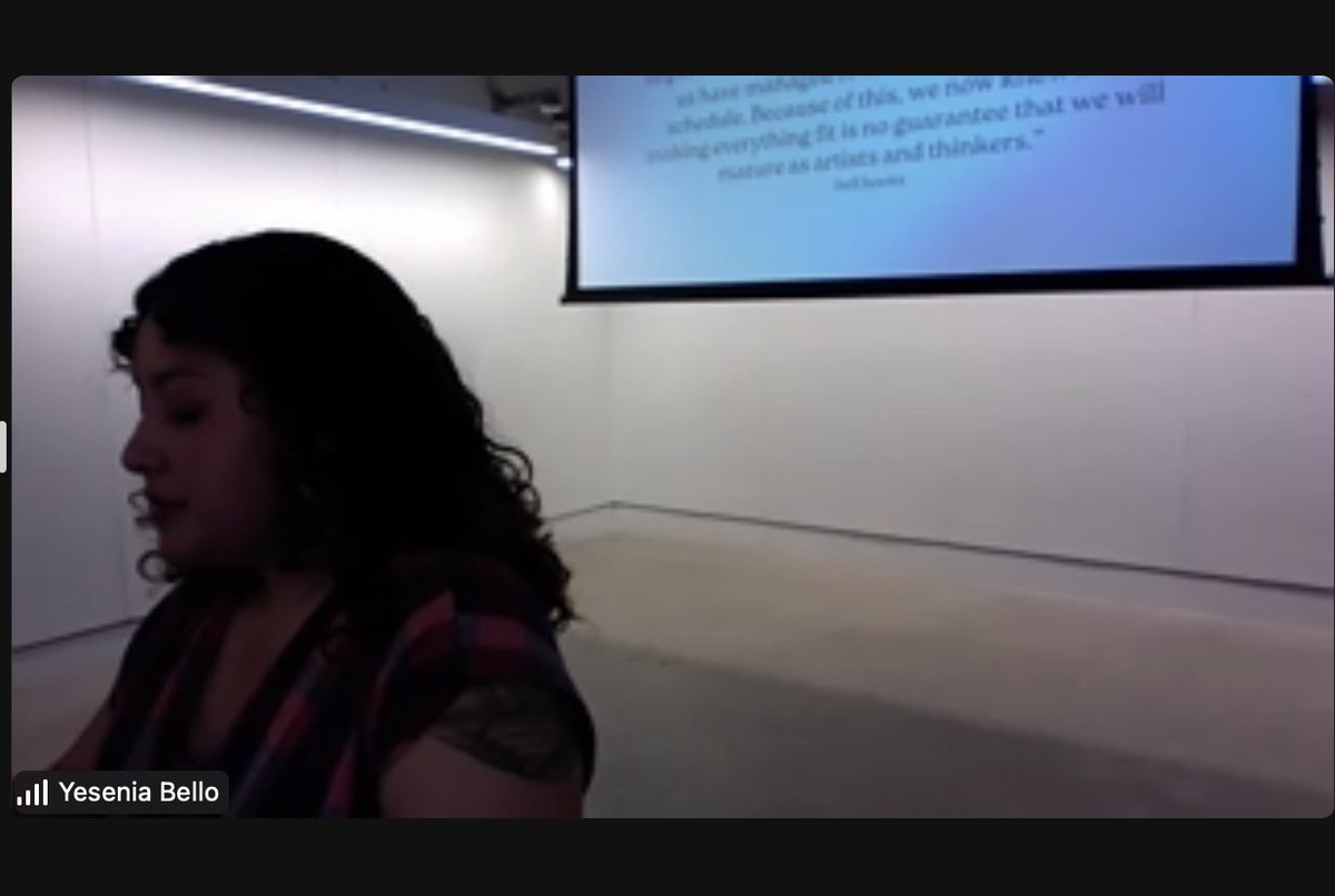 BNnachortam's tweet photo. Yesenia Bello on "Artist-Administrator".
Yesenia's research helps reaffirm that one's creative practice can involve multiple techniques. This category of art workers...may play a leadership or managerial role or both simultaneously. 
See full post:  https://t.co/n2hfS7W5p3 https://t.co/rB6K4cg9y8