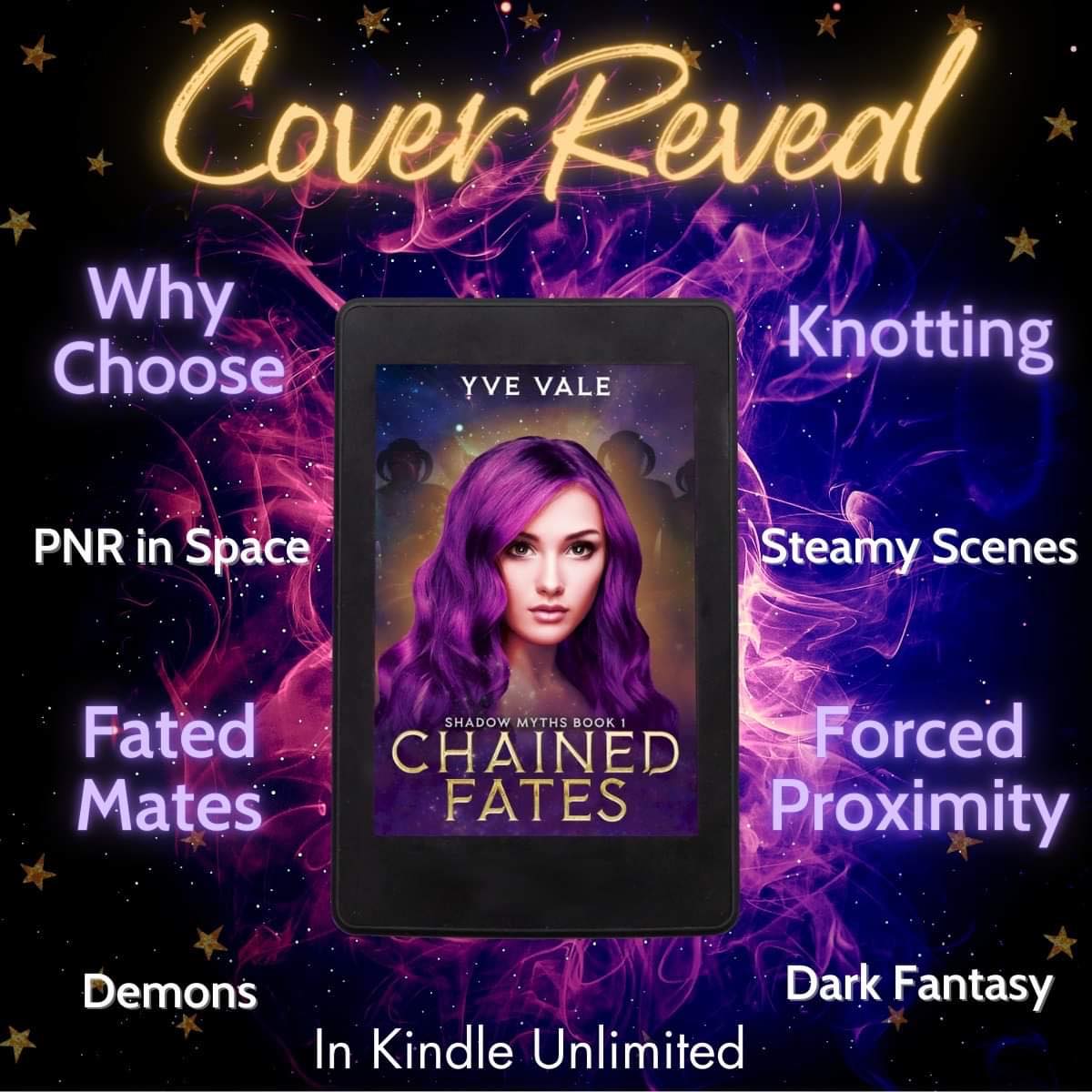 Chained Fates by Yve Vale
yvevale.com/chainedfates

#YveVale #ChainedFates #ShadowMyths #WhyChoose #WhyChooseRomanceReads #WhyChooseRomance #DemonRomance #AngelRomance #SpaceRomance #Bookboyfriend #SciFiRomance #paranormalromance @DarcyBennettPA
