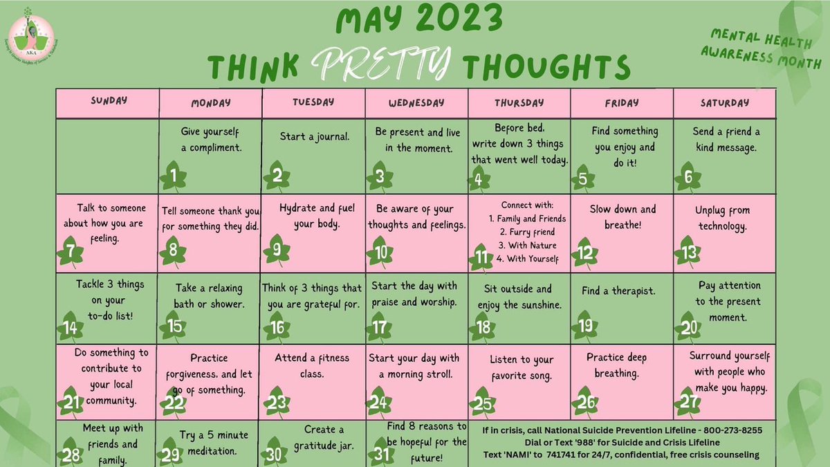 When is the last time you sent a friend a Kind Message? Join us~ May is Mental Health Month. #AKA1908 #MentalHealthAwareness