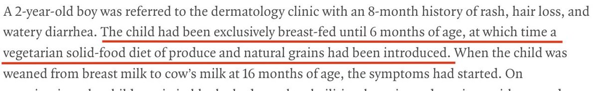 DrEades's tweet photo. From today's NEJM. The kid was diagnosed with a zinc deficiency brought on by his vegetarian parents. Lower left photo after zinc supplementation. Would never have happened had he ben fed meat. https://t.co/krh0X77C7Z