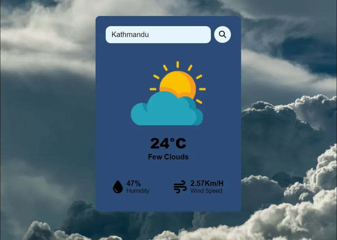 Manasvi24789101's tweet photo. "Day 27 and 28 of Learning JS with KUCC"
<completed making weather app using JS> #30daysoflearningJS #kucc #kuosc #JSKUOSC2728 #JSKUOSC27 #JSKUOSC28 https://t.co/9l1hT6Gz7y