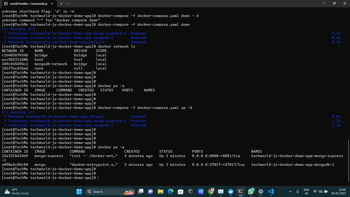 Vishwask_22's tweet image. Hey Guys!
-> #DevOps Journey: Done with Day279, Learnt about #Docker_Compose from Nana Janashia 's Youtube tutorial.
#HappyLearning #LearningInPublic #BuildingInPublic