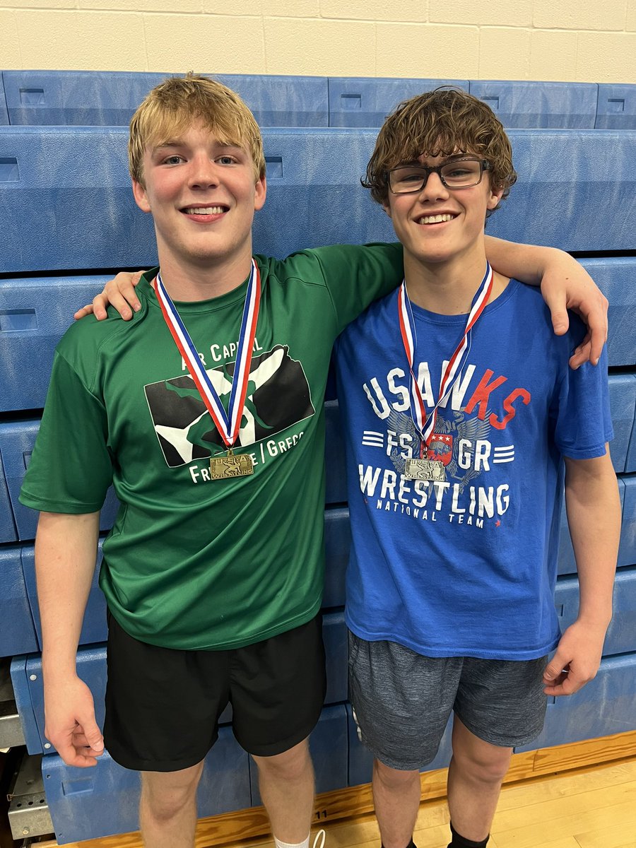 BCCHS_Wrestling's tweet image. 2 BC wrestlers qualified to represent Kansas on National Teams in GrecoRoman wrestling.  Junior Nationals will be in Tulsa &amp;amp; Cadets in Chicago in June. Congrats to @DulingSam the State Champ - Junior Div.  @ 160lbs &amp;amp; Caden Denton who is the State Runnerup - Cadet Div.  @ 138lbs.