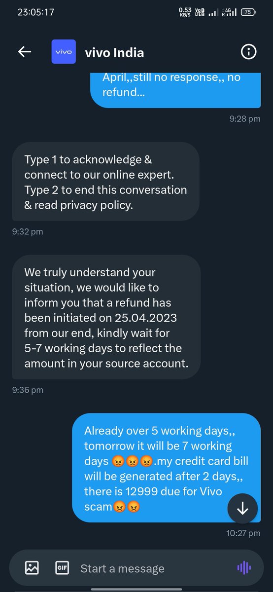 Don't purchase any product from <a href="/Vivo_India/">vivo India</a>,they are fraud ecommerce site.They didn't give my refund since 21st April.daily they're saying that refund was processed on 25th April,if they refunded then why I still didn't recieve in my <a href="/AxisBank/">Axis Bank</a> credit card even aftr 7 working days