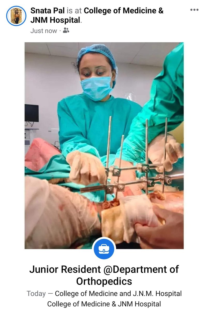 DrSnataPal's tweet photo. Junior Resident 
@ Dept of Orthopedics 

#Orthopedics #WomeninMedicine #JR #JRinOrtho #Surgery https://t.co/UyDX46zlGS