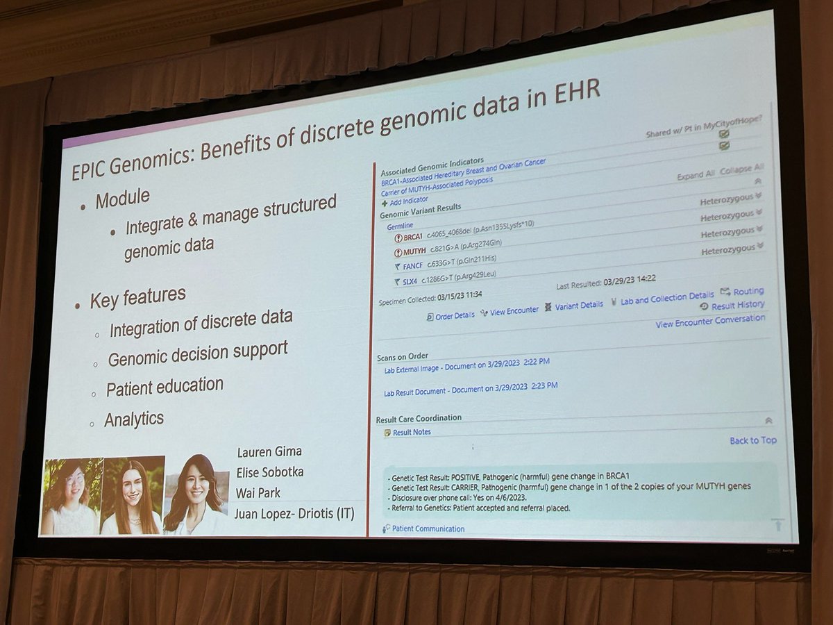 Elise Sobotka (@elise_cgc) on Twitter photo Great talk from <a href="/stacywgray/">Stacy W. Gray</a> on our #PrecisionMedicine program at <a href="/cityofhope/">City of Hope</a>! Really excited about the work myself, Lauren Gima, and others have done on integrating structured germline data into our EHR #COHGenomics23 Great talk from <a href="/stacywgray/">Stacy W. Gray</a> on our #PrecisionMedicine program at <a href="/cityofhope/">City of Hope</a>! Really excited about the work myself, Lauren Gima, and others have done on integrating structured germline data into our EHR #COHGenomics23
