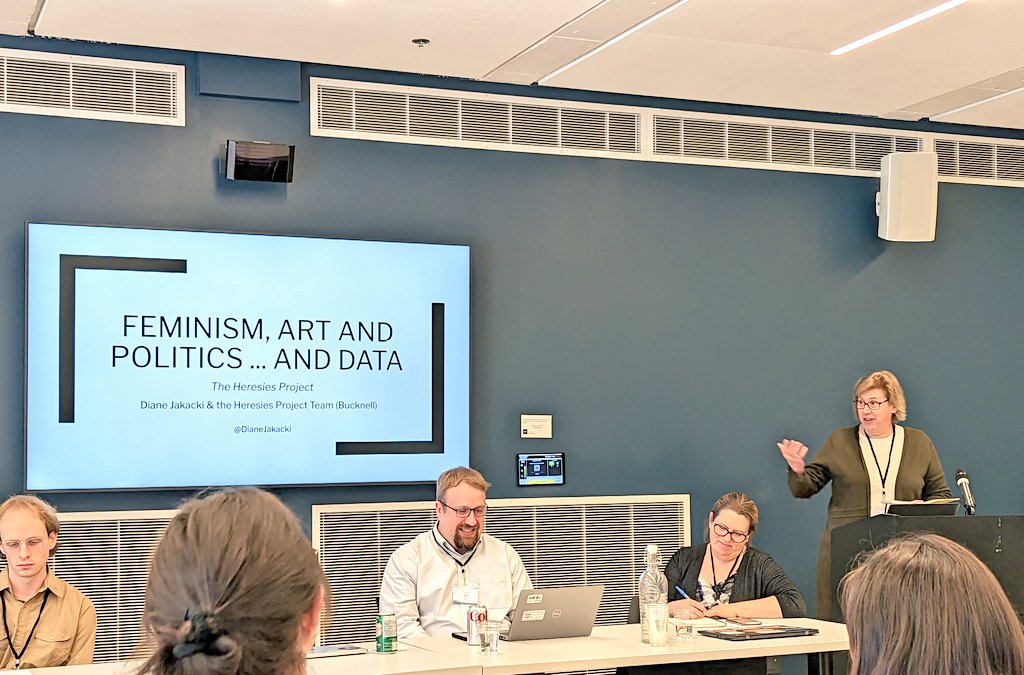 At @lincsproject conference @DianeJakacki of @BucknellU speaks about 'Feminism, art and politics ... and data: The Heresies Project'.