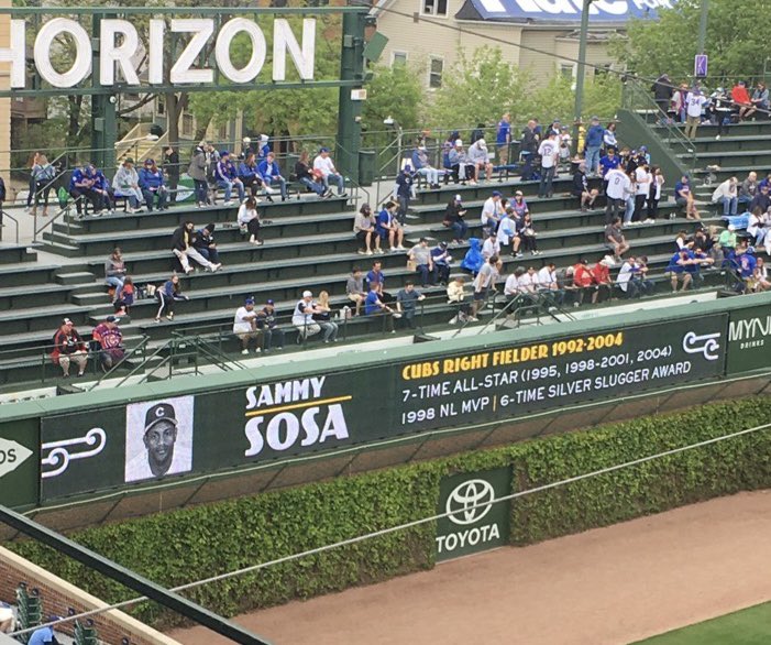 ChiCubsMagicNum's tweet photo. Big day for Cubs fans.  Coming off a win and Matt Mervis’ MLB debut and first big league hit. Today is 25 years since Kerry Woods 20 K game.  And to top it off my first Sammy Sosa sighting. (Kinda of). MN 134.  Go Cubs. https://t.co/hUksNsg2W9