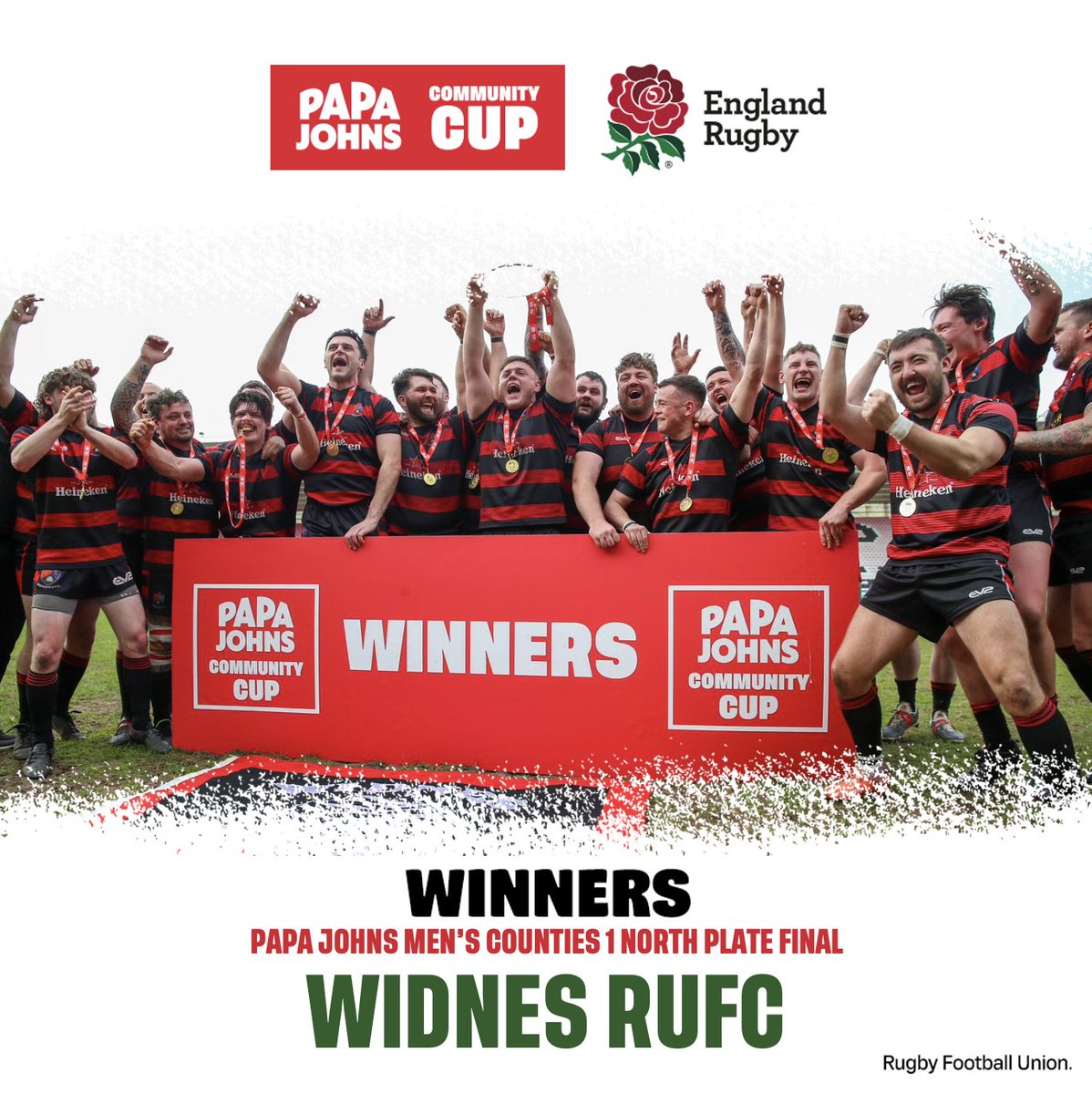 🏆🍕The 2023 <a href="/PapaJohnsUK/">Papa Johns UK</a> Men's Counties 1 North Plate champions - Widnes RUFC!

👏Congratulations to everyone at <a href="/WidnesRufc/">Widnes RUFC</a>!

#PapaJohnsCommunityCup