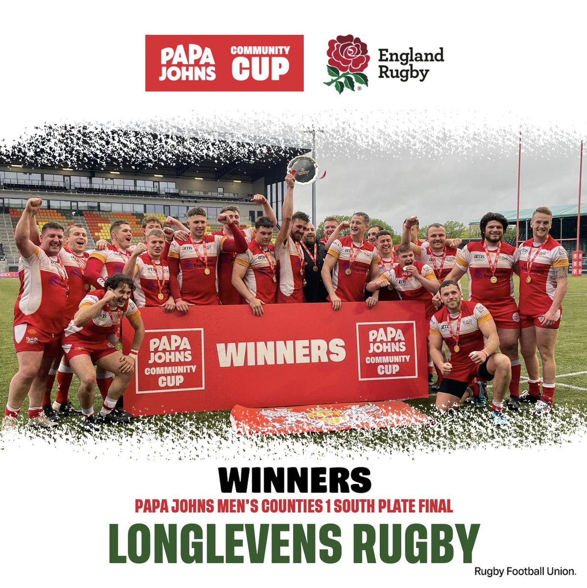 Rugby Football Union (@rfu) on Twitter photo 🏆🍕The 2023 <a href="/PapaJohnsUK/">Papa Johns UK</a> Men's Counties 1 South Plate champions -Longlevens RFC!
👏Congratulations to everyone at <a href="/LonglevensRugby/">Longlevens Rugby</a>!
#PapaJohnsCommunityCup 🏆🍕The 2023 <a href="/PapaJohnsUK/">Papa Johns UK</a> Men's Counties 1 South Plate champions -Longlevens RFC!
👏Congratulations to everyone at <a href="/LonglevensRugby/">Longlevens Rugby</a>!
#PapaJohnsCommunityCup