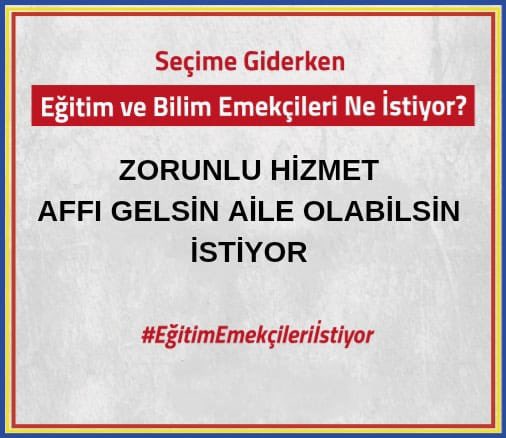 Öğretmenler zorunlu hizmet muafiyeti bekliyor
<a href="/RTErdogan/">Recep Tayyip Erdoğan</a> <a href="/prof_mahmutozer/">Mahmut Özer</a>
<a href="/kilicdarogluk/">Kemal Kılıçdaroğlu</a>  <a href="/meralaksener_tr/">Meral Akşener ile İYİ Olacak! 🇹🇷☀️</a>
<a href="/eczozgurozel/">Özgür Özel</a> <a href="/buyukataman/">İsmet Büyükataman</a>
<a href="/mhpyasarkaradag/">Yaşar Karadağ 🇹🇷🇦🇿</a> <a href="/NazimMavis/">Dr. Nazım Maviş</a>
<a href="/yilmaznazif/">Nazif Yılmaz</a> <a href="/fehmirasimcelik/">Fehmi Rasim Çelik</a>
<a href="/yildirimkaya40/">Yıldırım Kaya</a> <a href="/kamilaydinmhp/">Prof.Dr.Kamil Aydın</a>
<a href="/emrullahisler/">Emrullah İŞLER</a> <a href="/oerdem42/">Orhan Erdem</a> @latif_selvi  #Tam13yıloldu